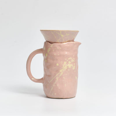 Clay Coffee Drip "Sunny" by Siup Studio a soft pink glaze with striking yellow spritz