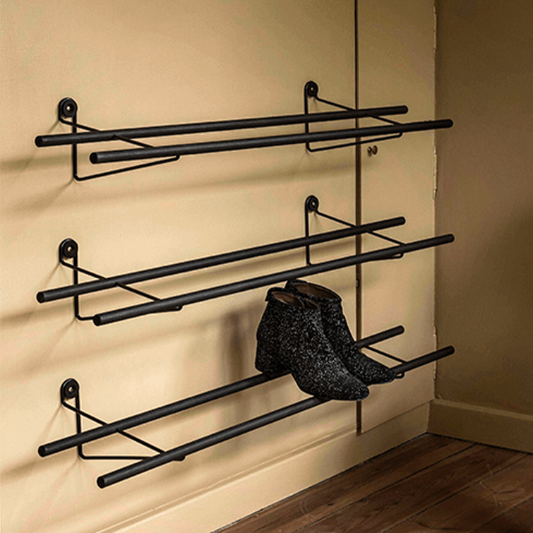 Shoe Rack, Dark Bamboo with metal brackets,  by We Do Wood_ Nave Shop 