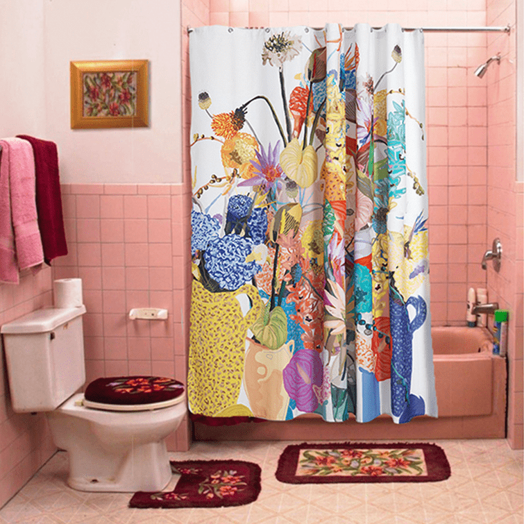 Blossom Artist Cotton Shower Curtain; designer duschvorhang, plastic-free, bathroom, textile design, Nave Shop, online concept store