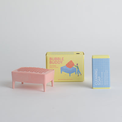 Millenial Pink Bubble Buddy; an eco friendly soap bar grater, made from recycled plastic by Foekje Fleur and Sea Shepherd, Nave Shop, online concept store